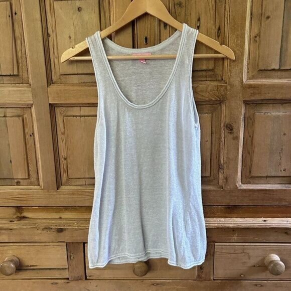 Lilly Pulitzer Small Tank Top White Sparkle Crewneck Blouse Linen Blend Knit Top - Picture 1 of 12